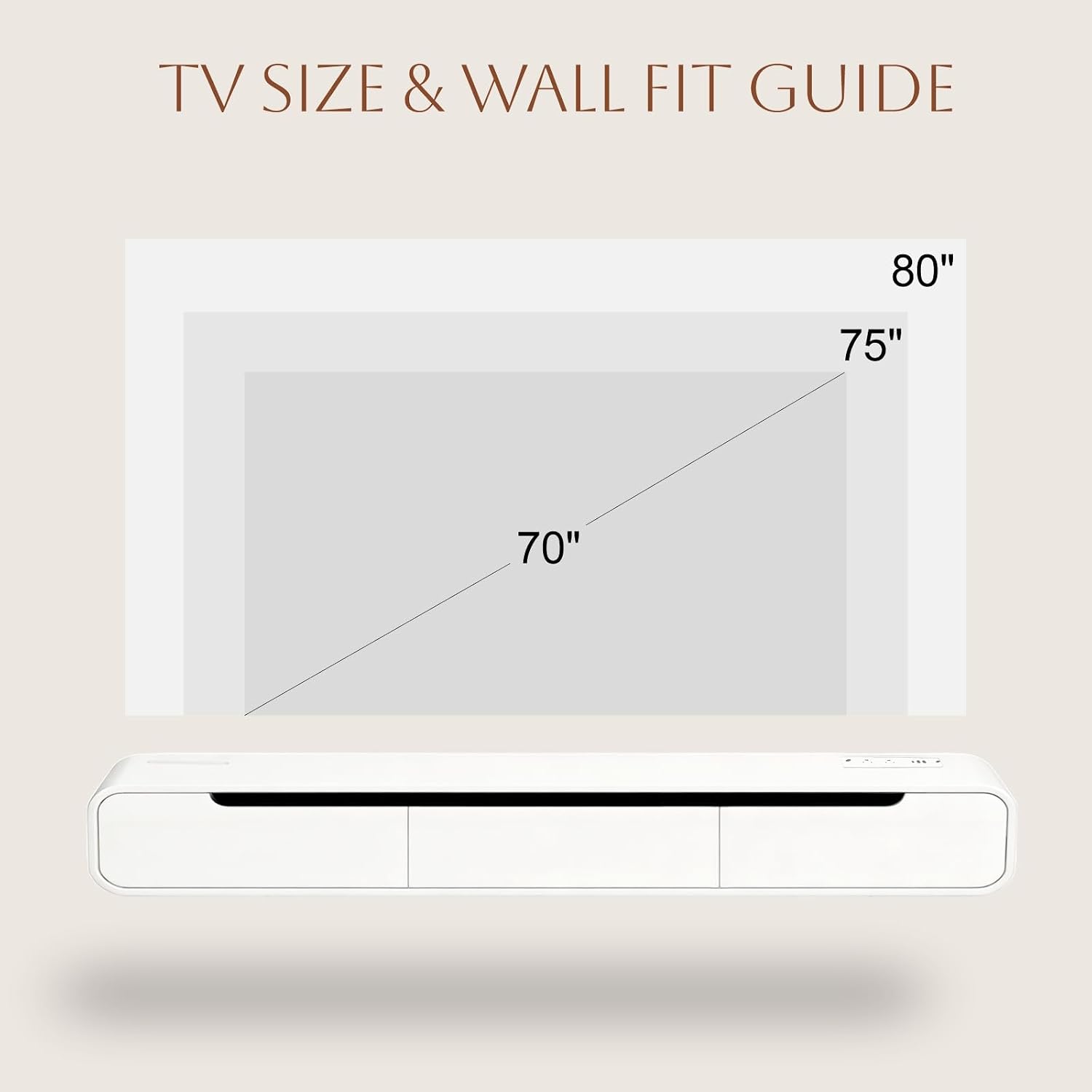 White Floating TV Stand Power Outlet Media Console