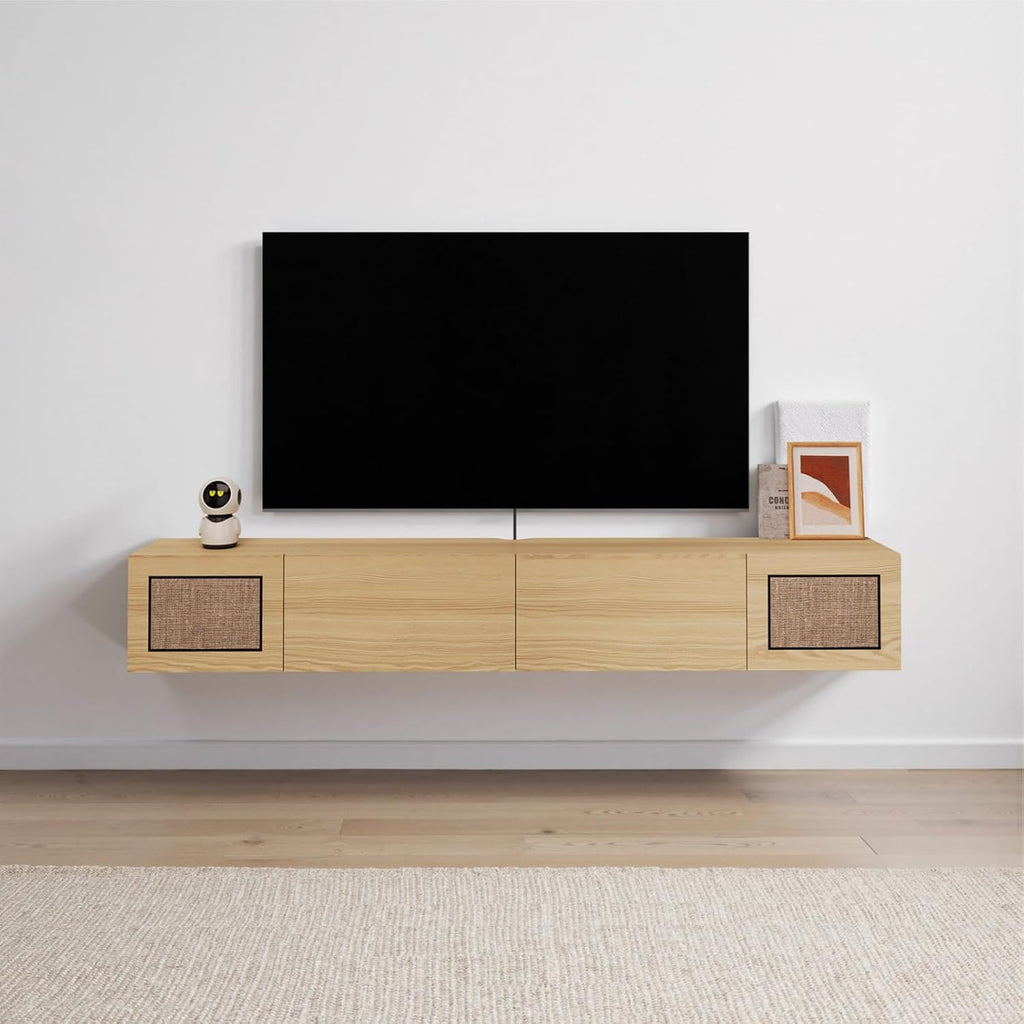 Boho Floating TV Stand Wall Mount Media Console Shelf