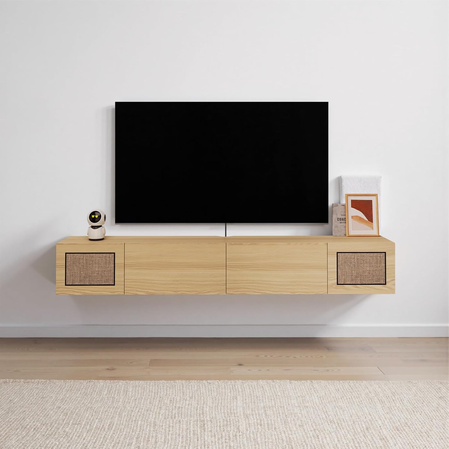Boho Floating TV Stand Wall Mount Media Console Shelf