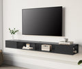 Oak Floating Media Console Open Storage TV Shelf