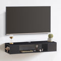 Oak Floating Wall TV Console Storage Cabinet Shelf