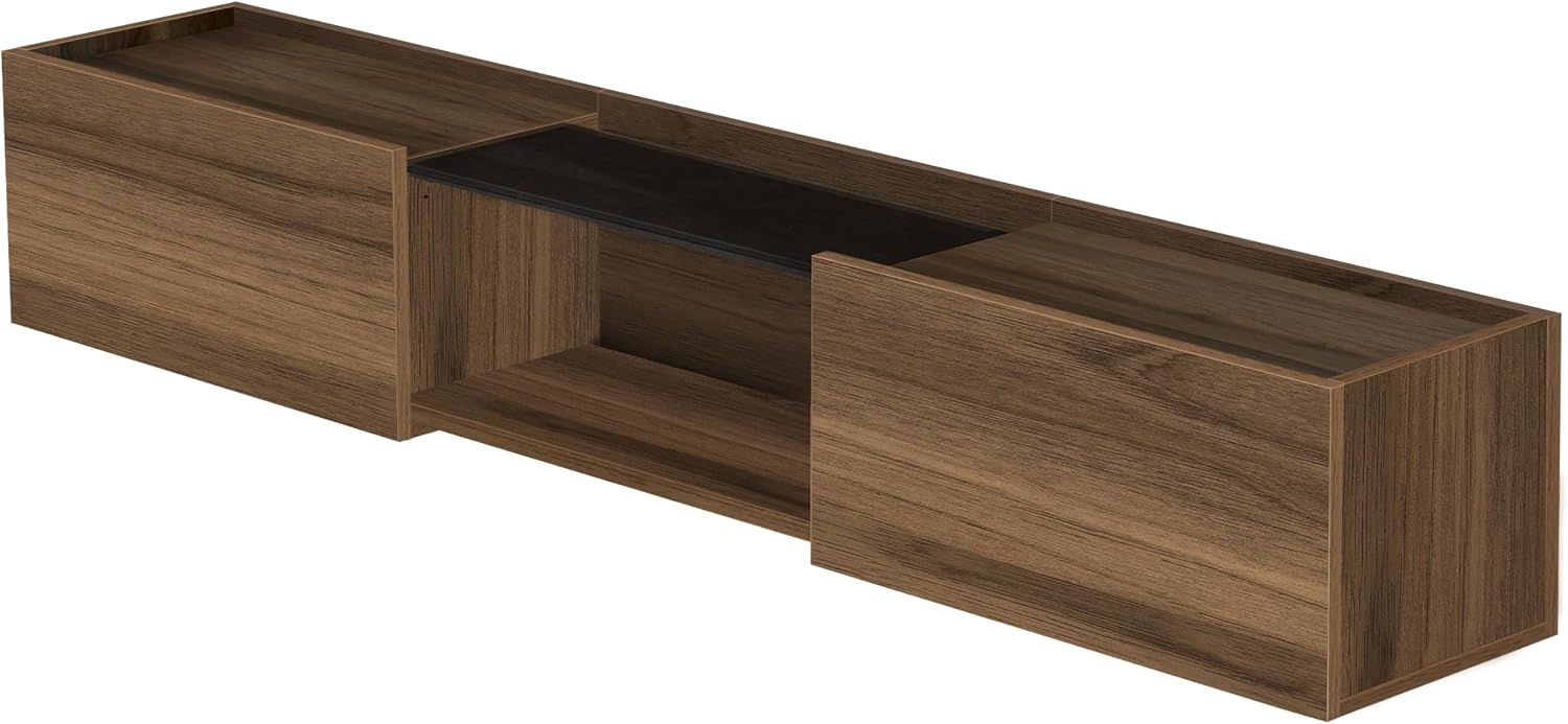 Walnut Mid Century Floating Wall TV Media Console