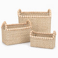 Beaded Handle Seagrass Baskets 3 Pack Home Storage Bins