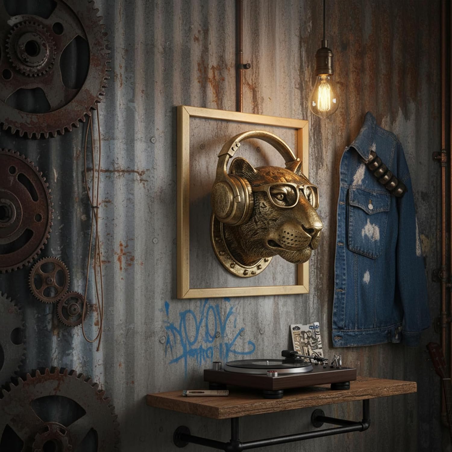 Copper Leopard Head Wall Sculpture