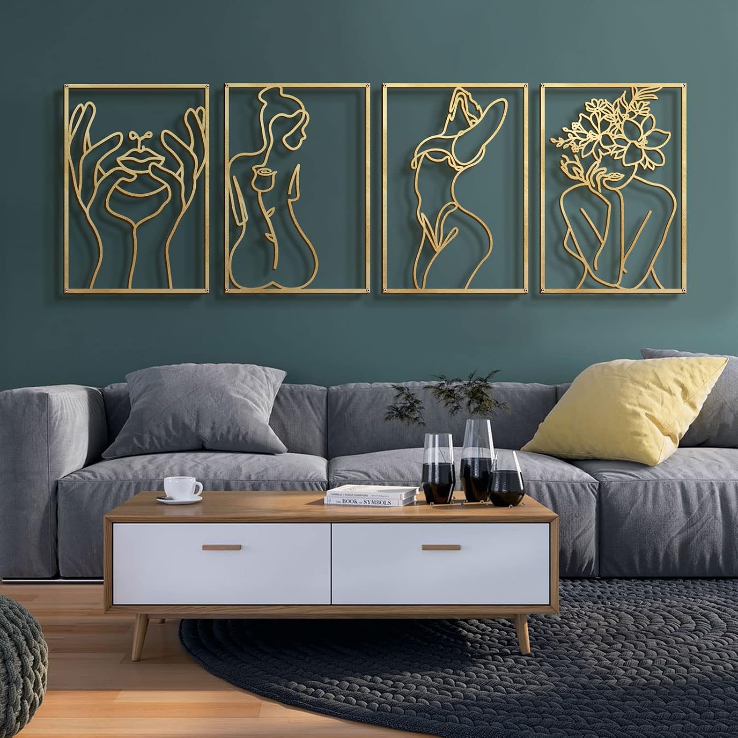 Gold Line Figure Wall Art