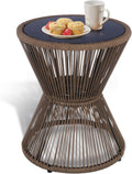 Hourglass Rope Glass Side Table