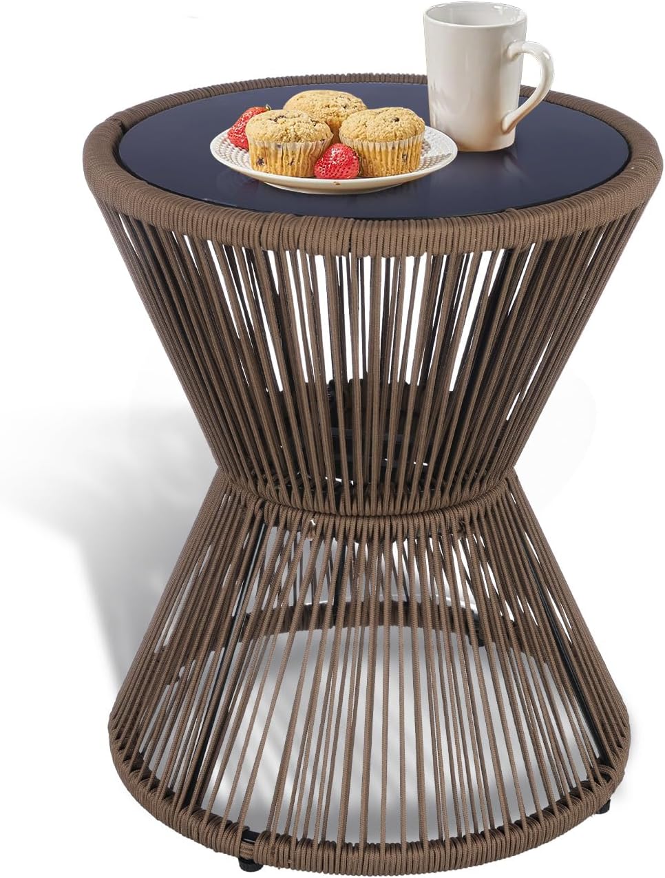 Hourglass Rope Glass Side Table