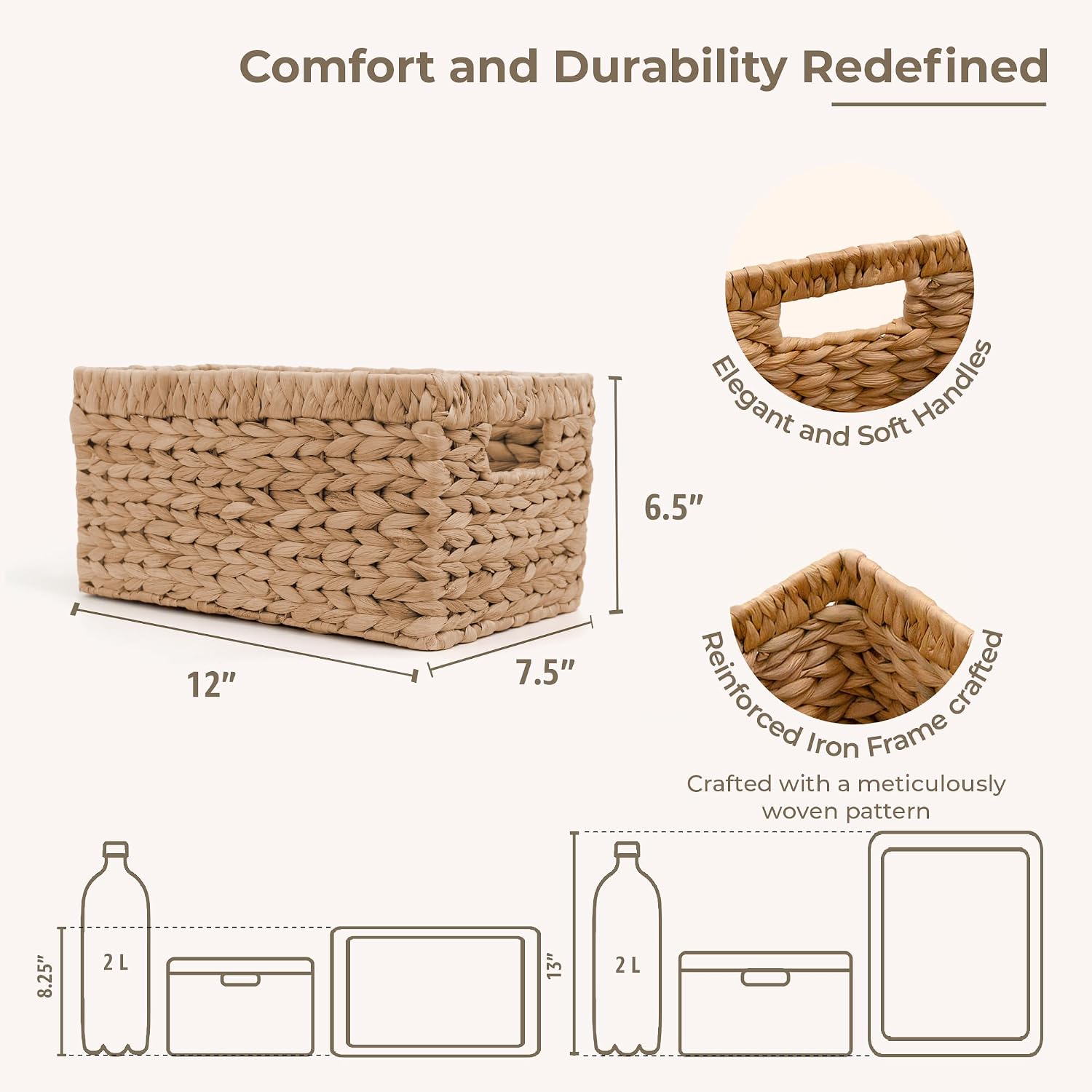 Handwoven Storage Baskets 2 Pack Home Organizer Containers