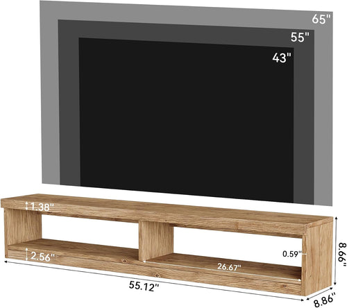 Brown Farmhouse Wood Floating TV Media Console