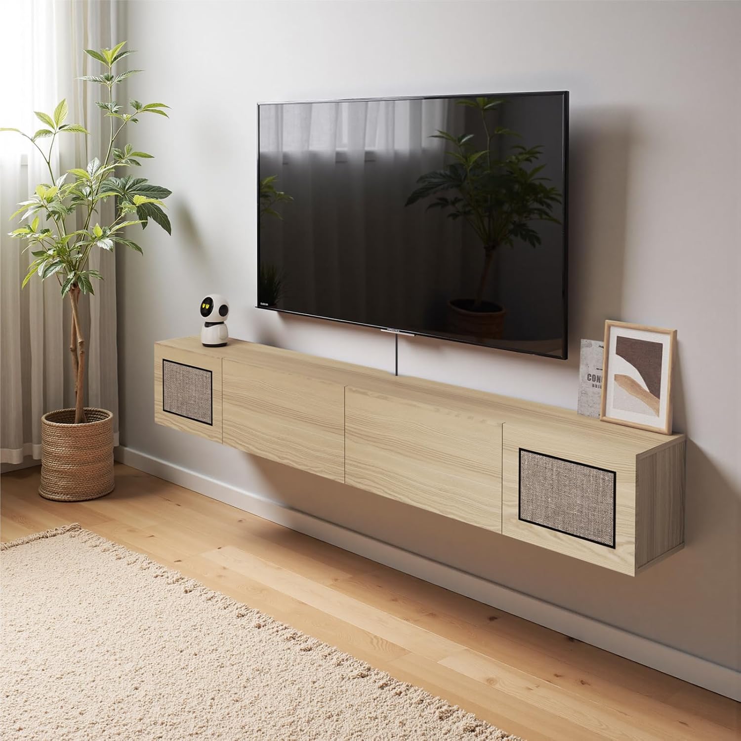 Boho Floating TV Stand Wall Mount Media Console Shelf