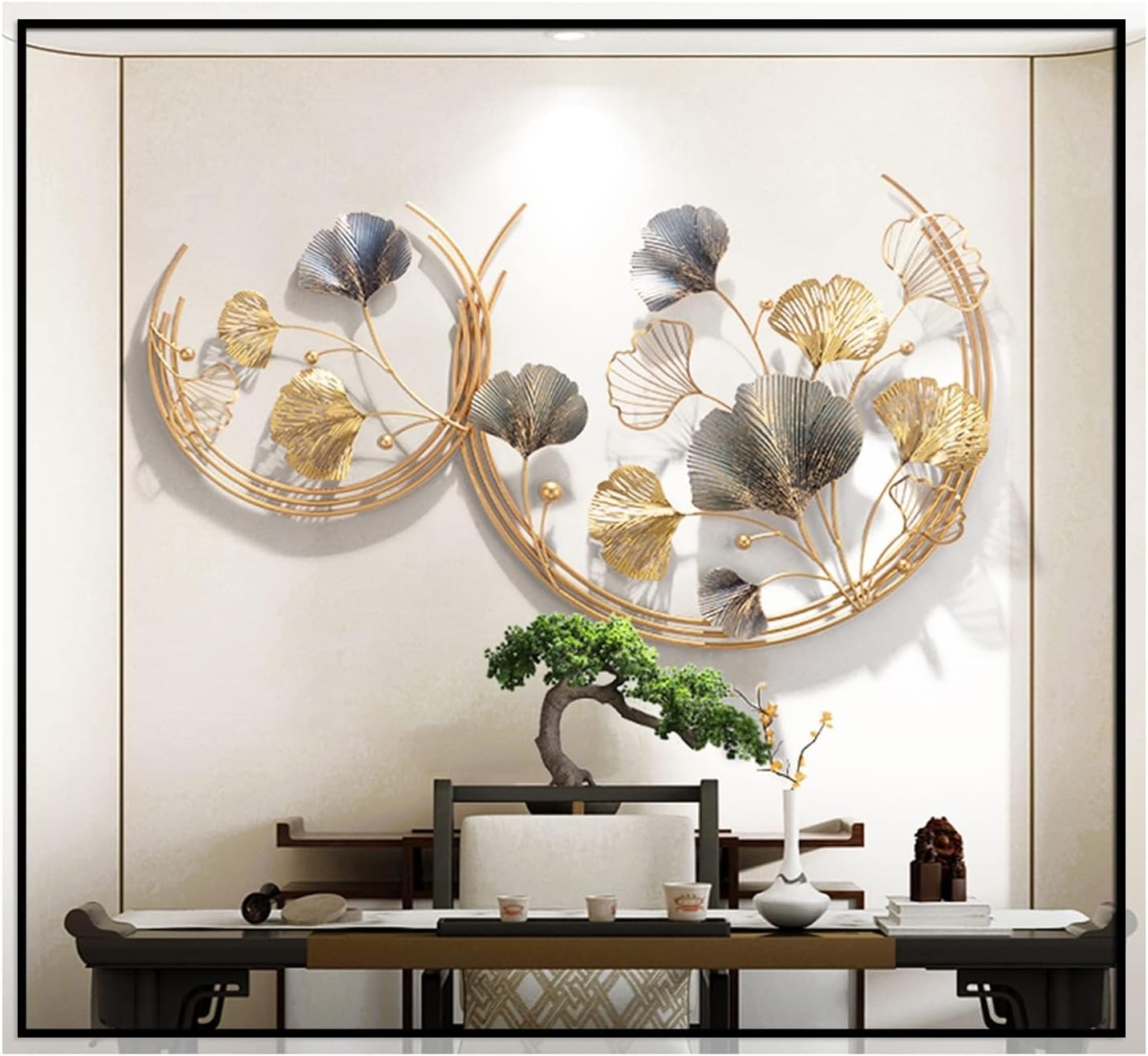 Golden Ginkgo Leaf Wall Sculpture