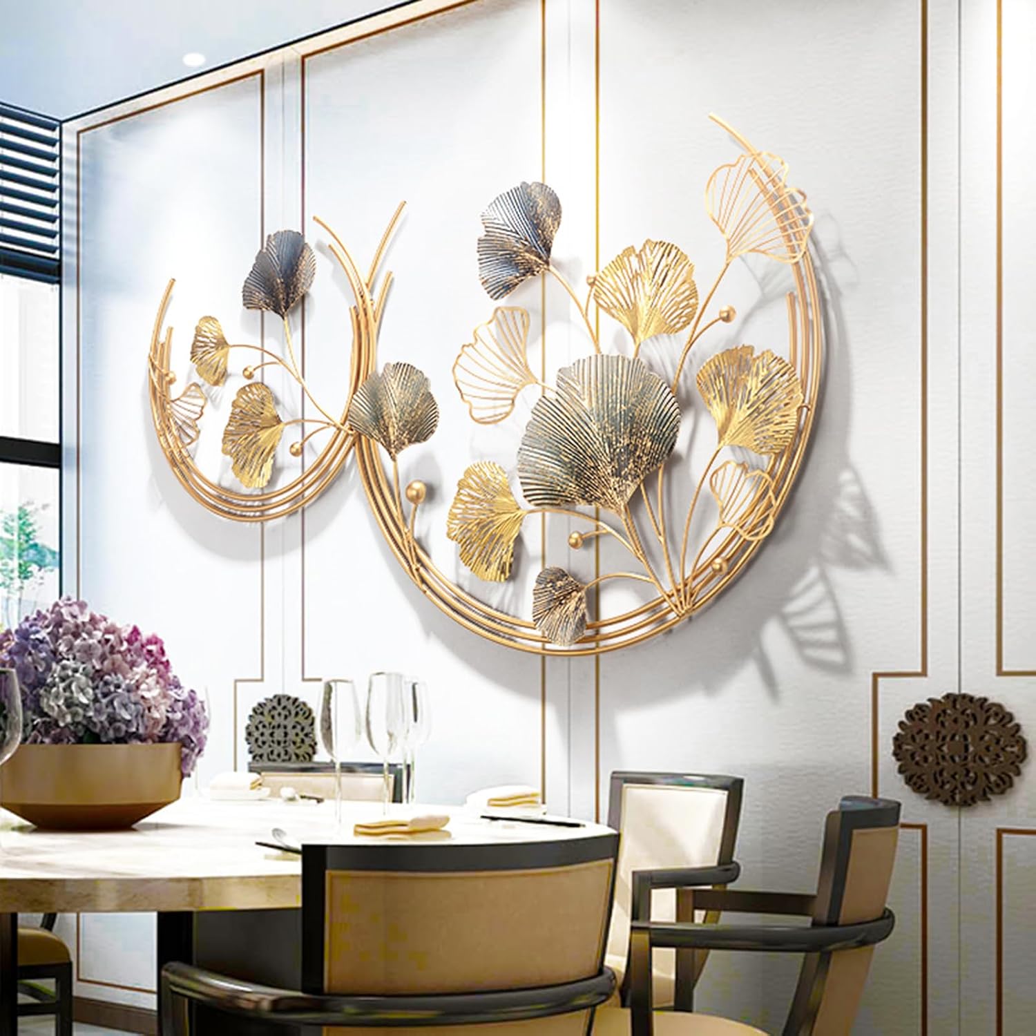 Golden Ginkgo Leaf Wall Sculpture
