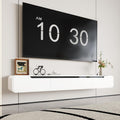 White Floating TV Stand Power Outlet Media Console