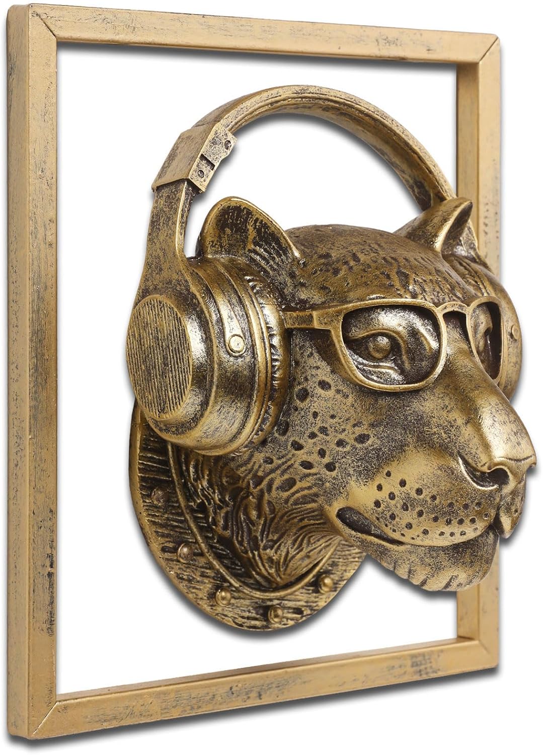 Copper Leopard Head Wall Sculpture