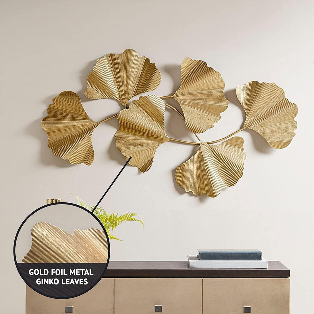 Gold Ginkgo Leaf Metal Wall Art