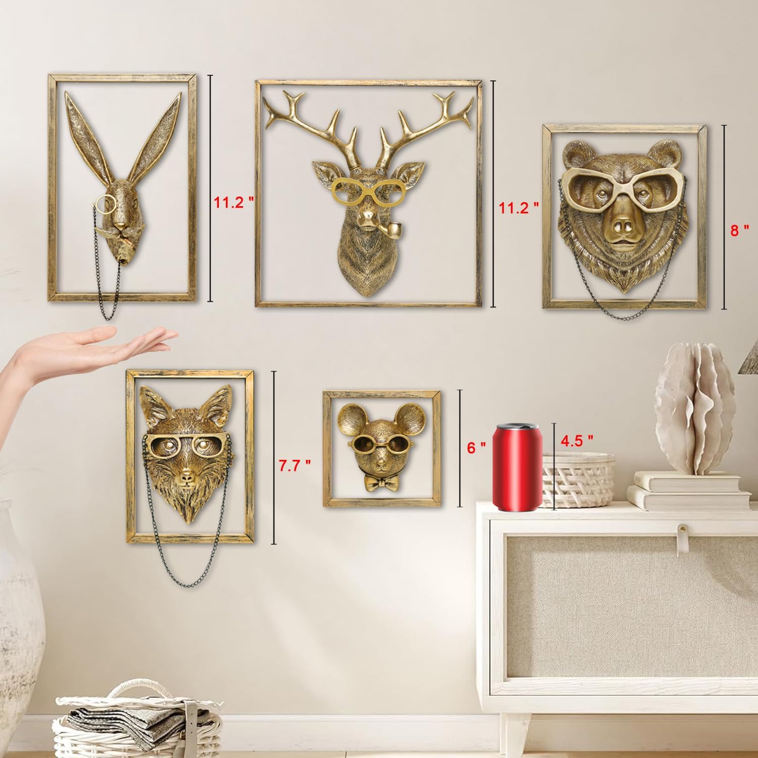 Gold Animal Head Wall Sculpture Set