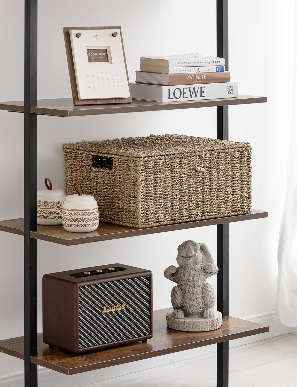 Lidded Seagrass Baskets Handles Shelf Storage Organizer