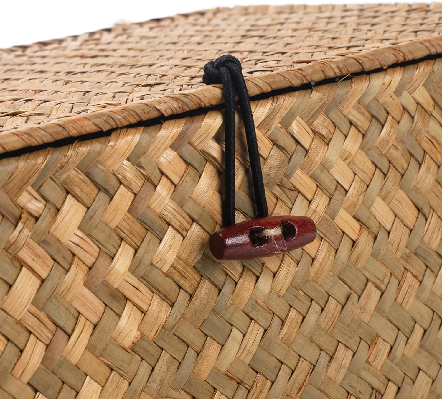 Natural Lidded Seagrass Woven Storage Organizer Baskets