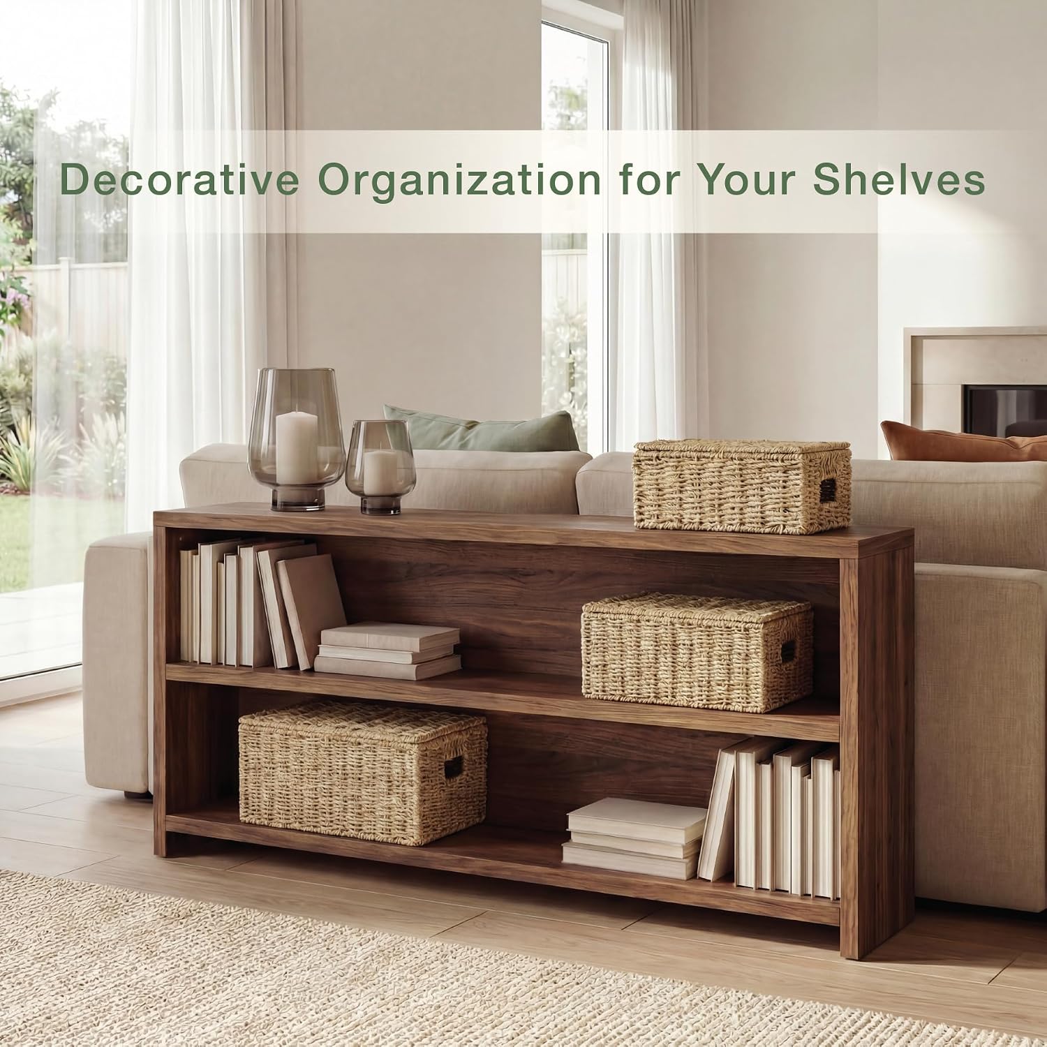 Lidded Seagrass Baskets 3 Pack Home Storage Organizers