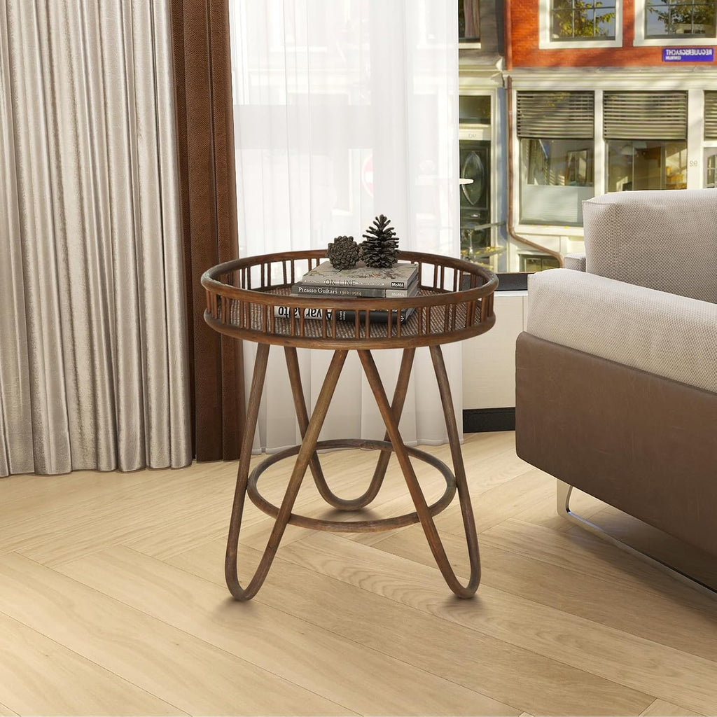 Wicker Tray Top Rattan Side Table