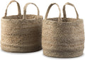 Brown Braided Jute Baskets 2 Pack Rustic Storage Organizers