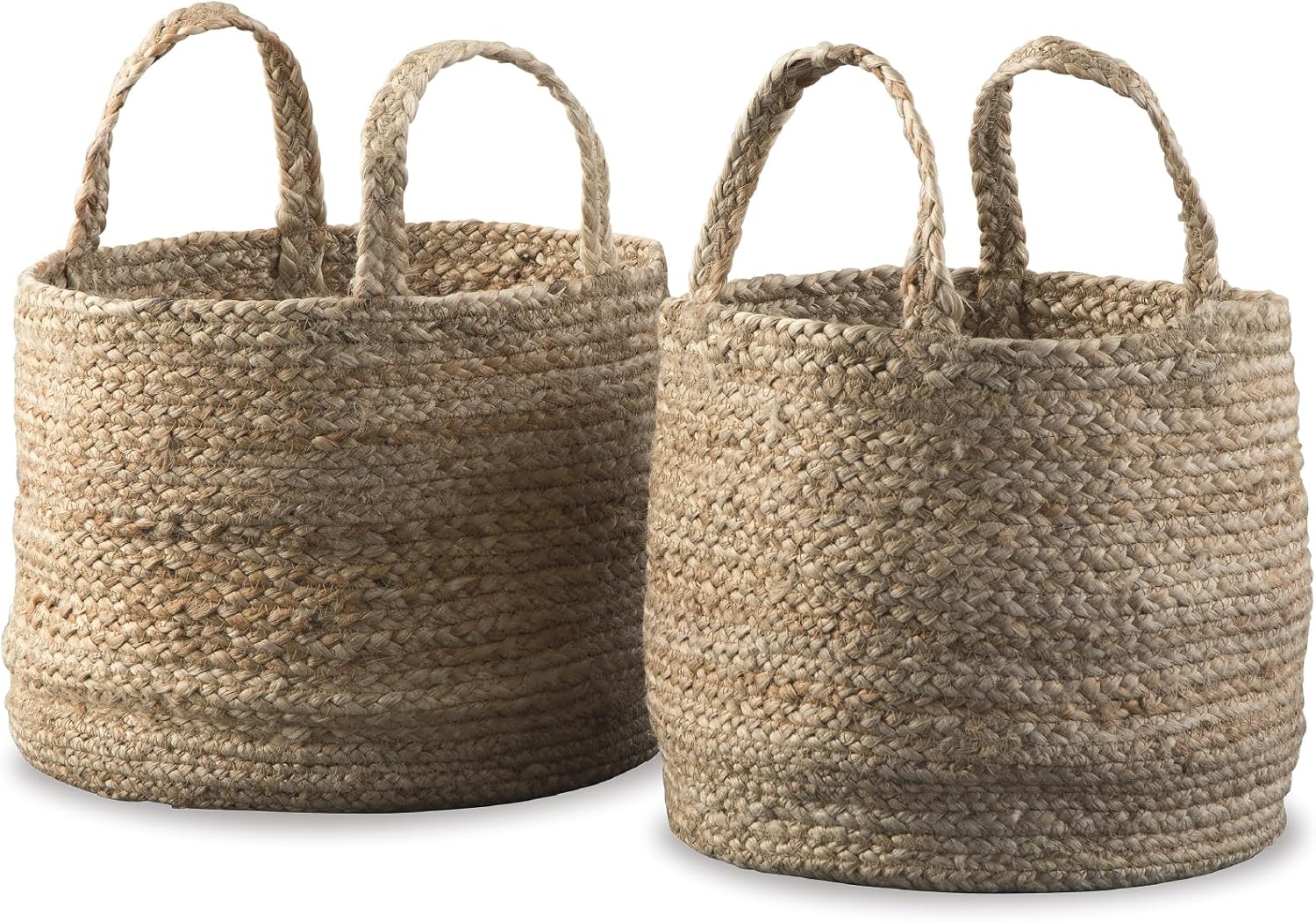 Brown Braided Jute Baskets 2 Pack Rustic Storage Organizers