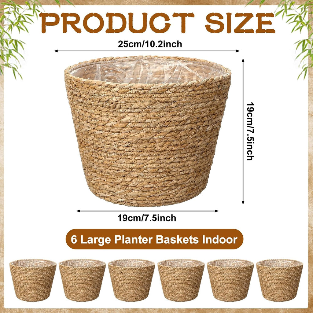 Natural Seagrass Planter Baskets 6 Pack Plant Pot Covers