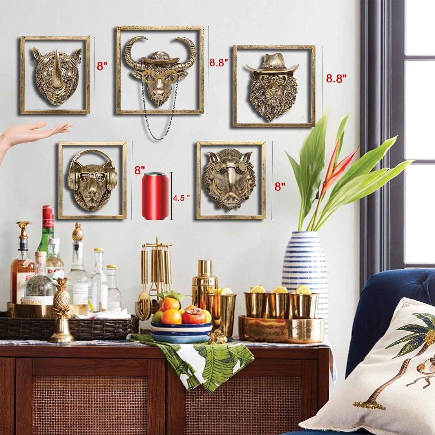Copper Leopard Head Wall Sculpture
