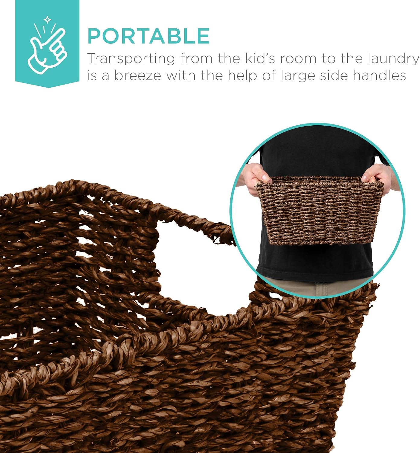 Brown Handwoven Seagrass Baskets 4 Pack Storage Totes