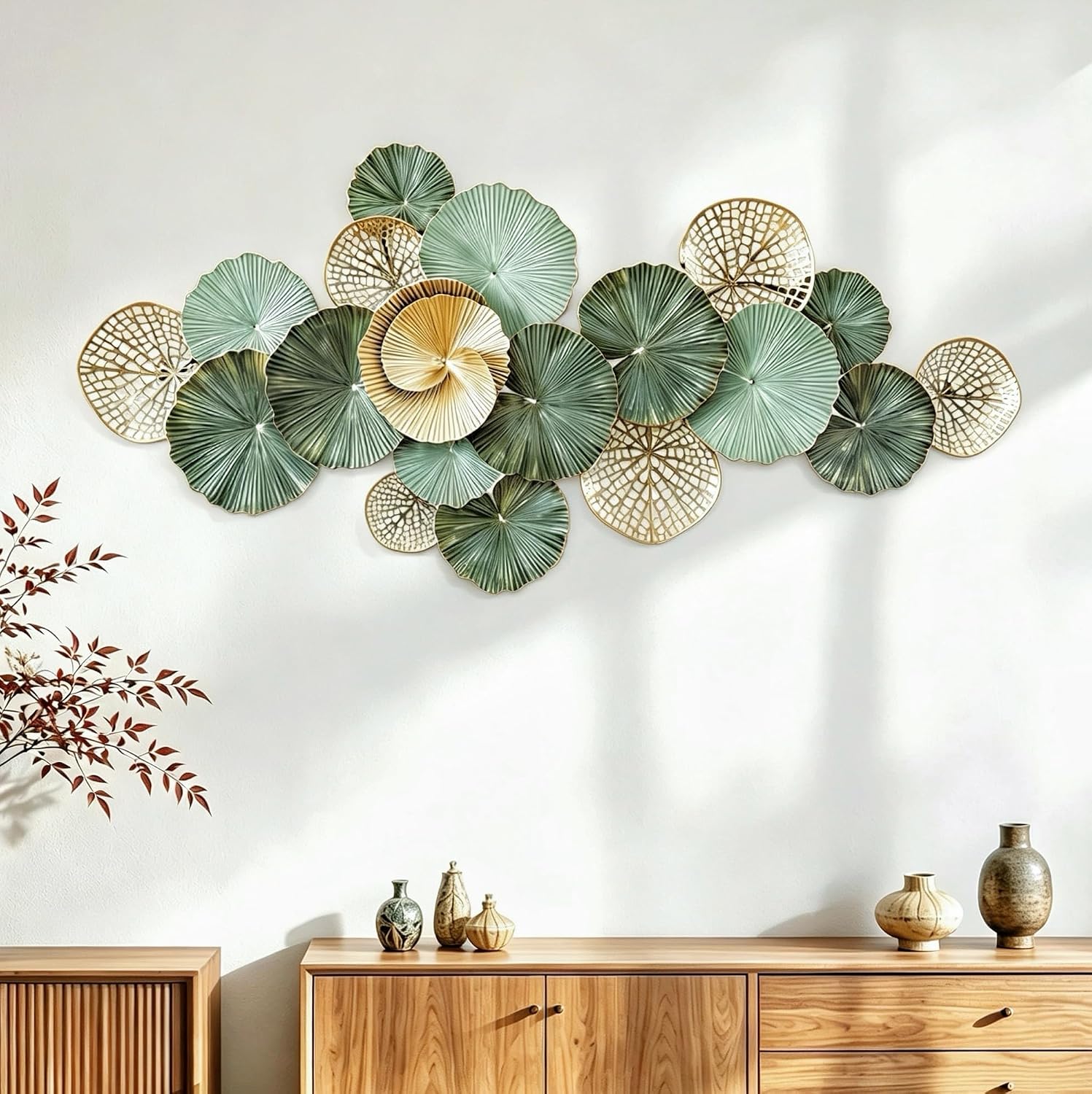 3D Lotus Leaf Metal Wall Art