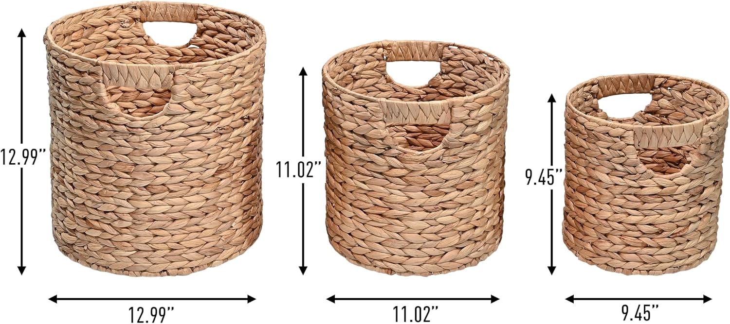 Natural Hyacinth Nesting Baskets 3 Pack Storage Decor