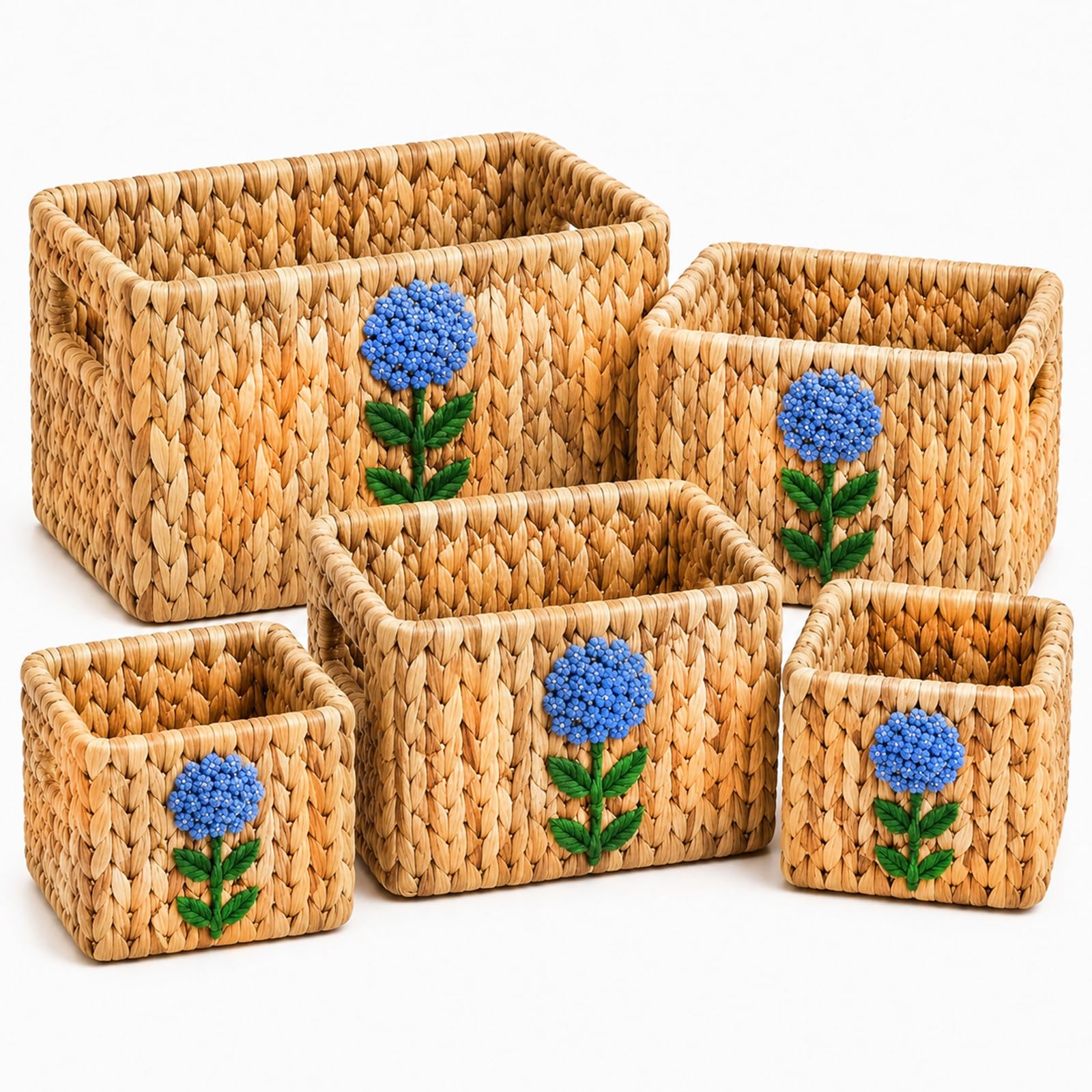 Beaded Handle Seagrass Baskets 3 Pack Home Storage Bins